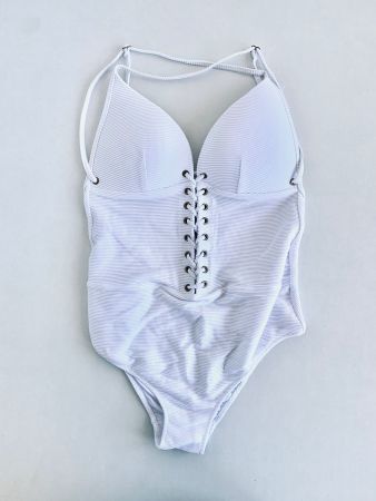 Neues weisses geripptes Badekleid von Calzedonia