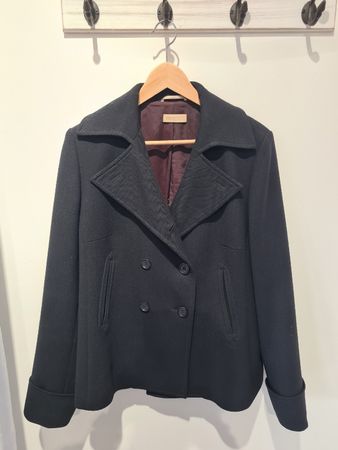 St.Emile Damen Wollmantel, Grösse 42, Klassisch Schwarz