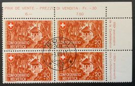 1941 PP 14c Viererblock gest. mit Attest
