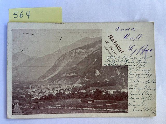 Ansichtskarten: Grusskarte Netstal, 1907 – Gebraucht aus Niederwil AG von dahu75
