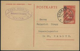 FL - Ganzsache - 1925 - Postkarte - Schaan
