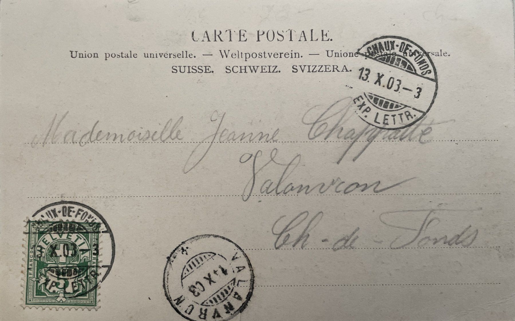 Cartoline postali: La Chaux-de-Fonds - Auberge Le Bâtiment – Usato da Savagnier venduto da Ne2065 1