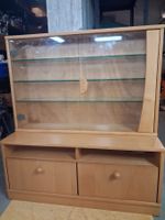 Vitrine/Vitrinenschrank schmal Buche massiv +Schubladenstock