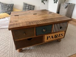 Couchtisch mit Schubladen, Holztruhe, Wohnzimmer