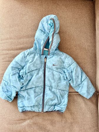 Nike Winterjacke hellblau, Kinder, mit Kapuze, Gr. 90-96 cm