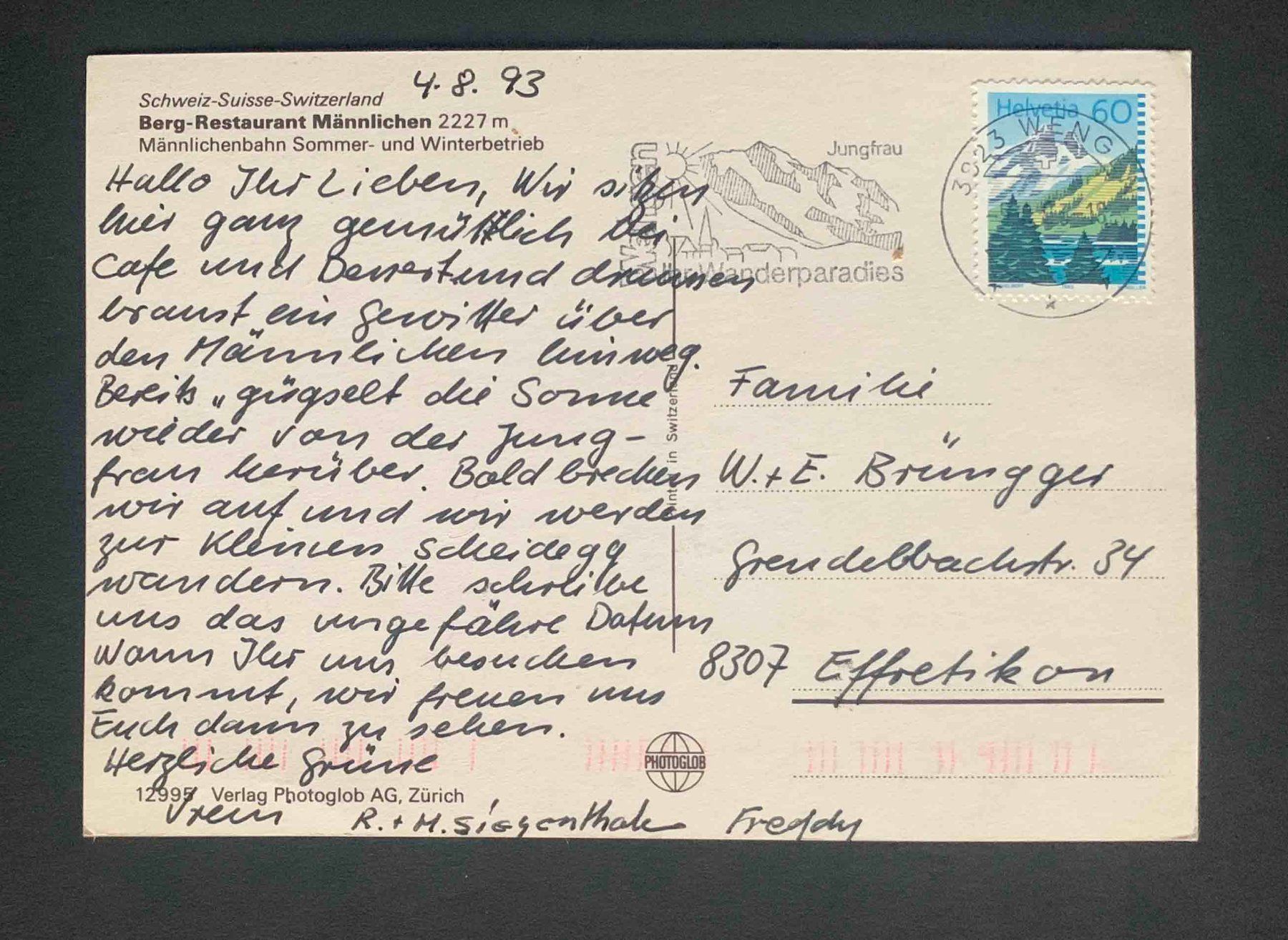 Cartoline postali: AK Berg Restaurant Männlichen – Usato da Goldau venduto da artelier1 1