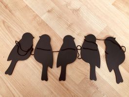 🐦 Süssi Vogelgirlande aus Holz, Schwarz - Deko Frühling ...
