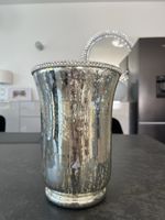 Vase Glas silber antik Optik mit Strass Rand neuwertig