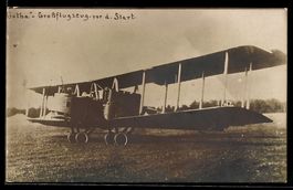 Gotha-Grossflugzeug vor dem Start, Bombe
