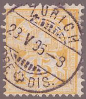 Ziffermarke 15 Rp., Faserpapier