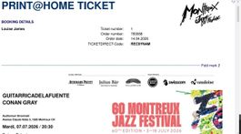 3x tickets for Conan Gray Montreux Jazz 07.07.2026