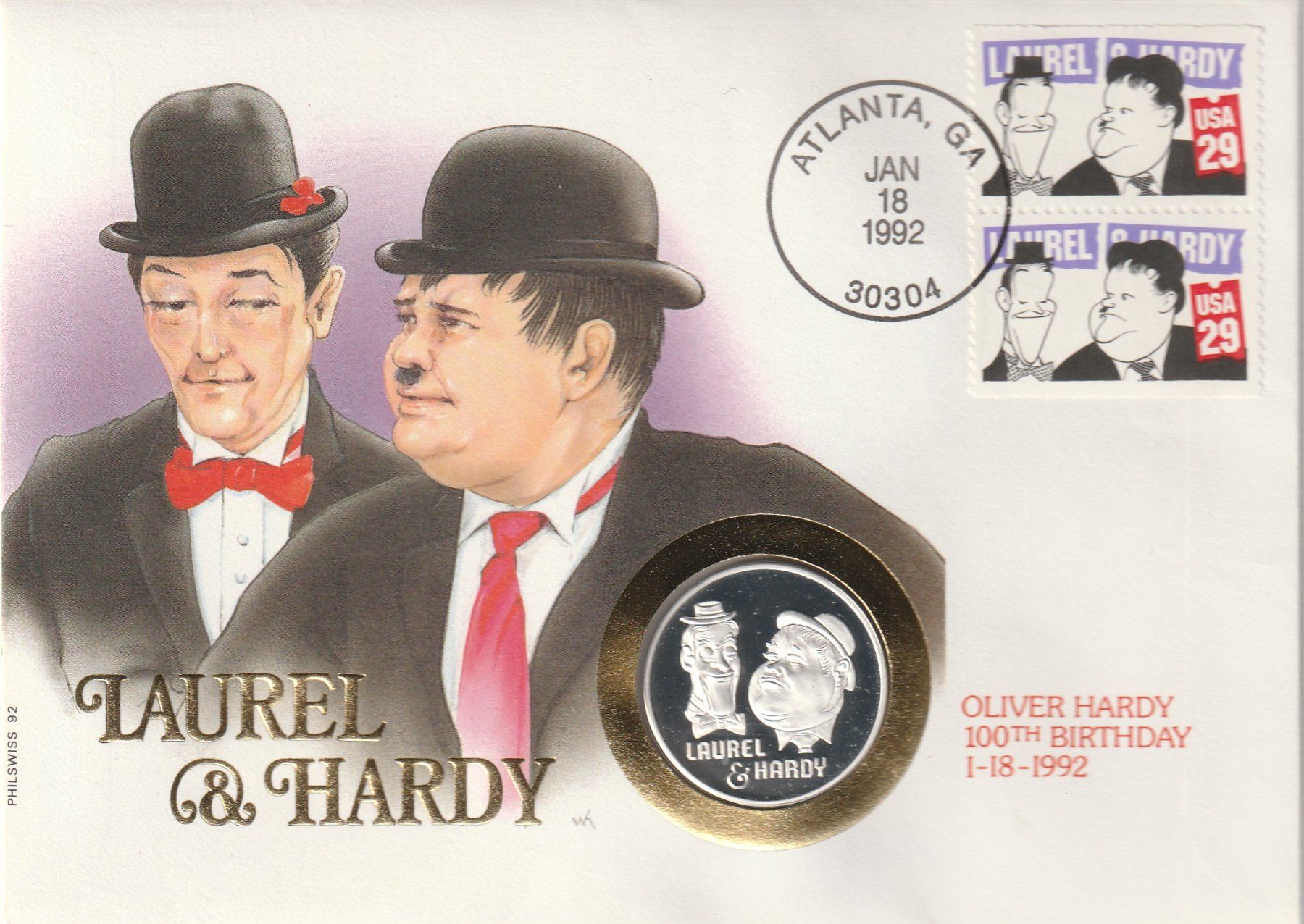 Tutti le monete: Numisbrief Laurel und Hardy 1992 – Usato da Rorschacherberg venduto da fratovi2