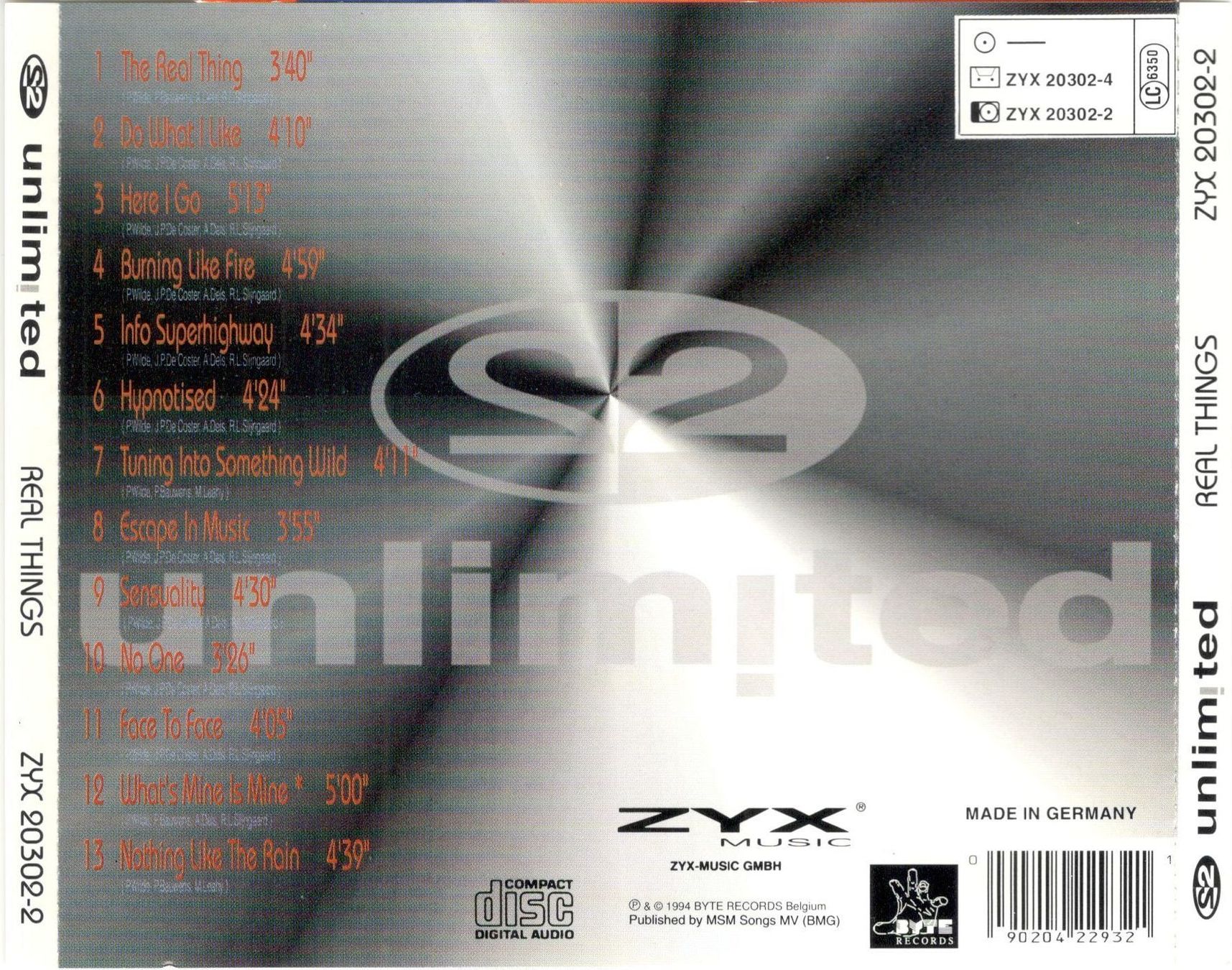 CD: 2 Unlimited CD Real Things – Usato da St. Margarethen TG venduto da Smiley-Face 1