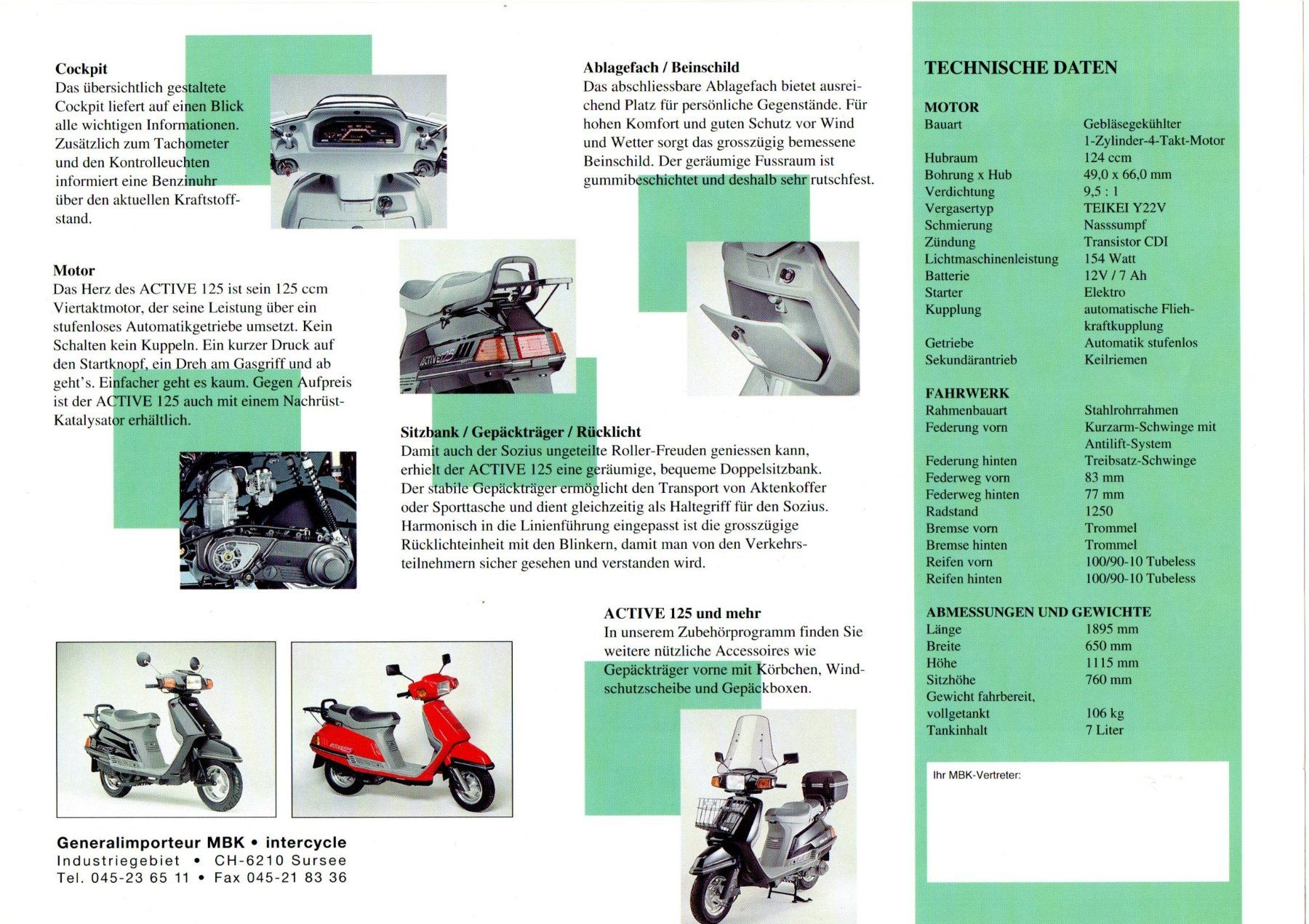 MBK Scooter: MBK Booster / Active 125 - Originalprospekt – Usato da Malans GR venduto da Chueche427 4