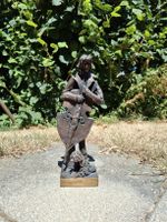 Skulptur Musiker mit Cello und Hund Nowakowska 1992 Unikat