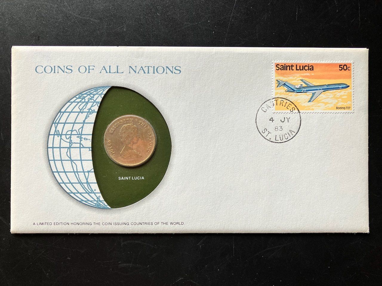 Alle Briefmarken: Numisbrief Saint Lucia 1983 – Gebraucht aus Nesslau von zueri6