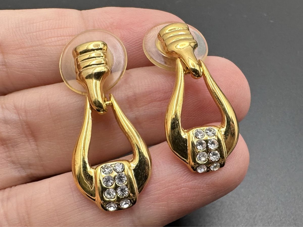 Orecchini pendenti & Orecchini a lobo: Vintage Ohrringe mit weißen Strass – Usato da Lamone venduto da LaCantinaMagica 2