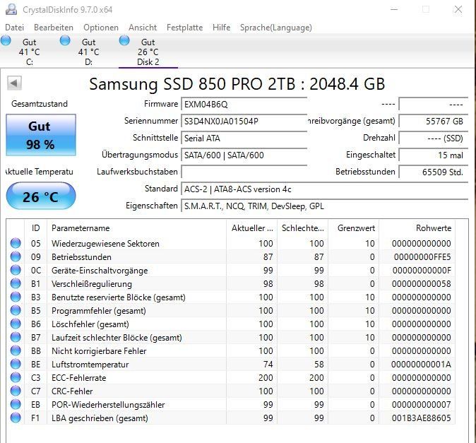 Samsung Disques durs: Samsung SSD 850 Pro 2.0TB – D'occasion à Gossau SG par luuuda_chris 2