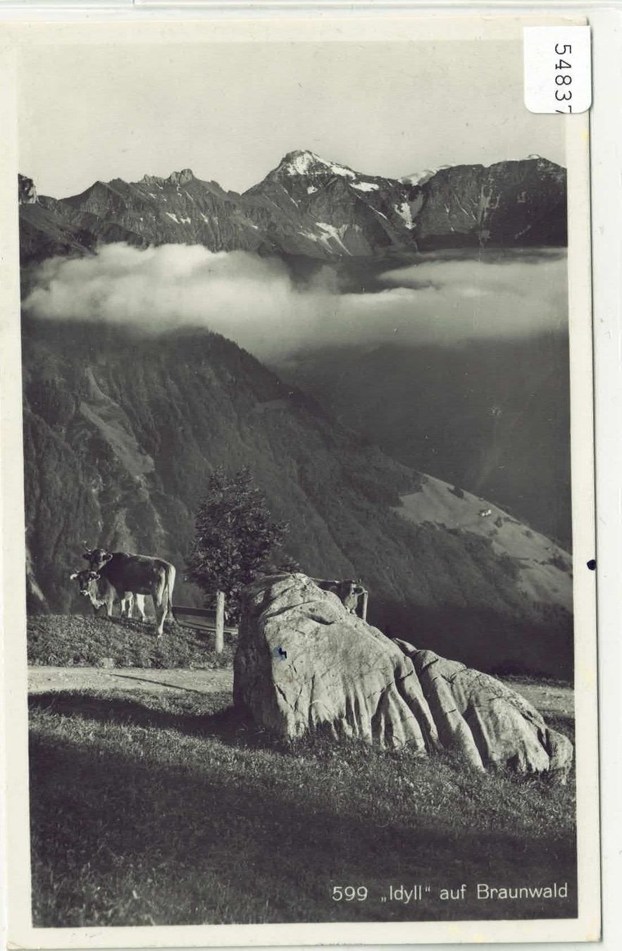 Cartoline postali: Idyll auf Braunwald - Kühe – Usato da Ettingen venduto da Kartenplanet