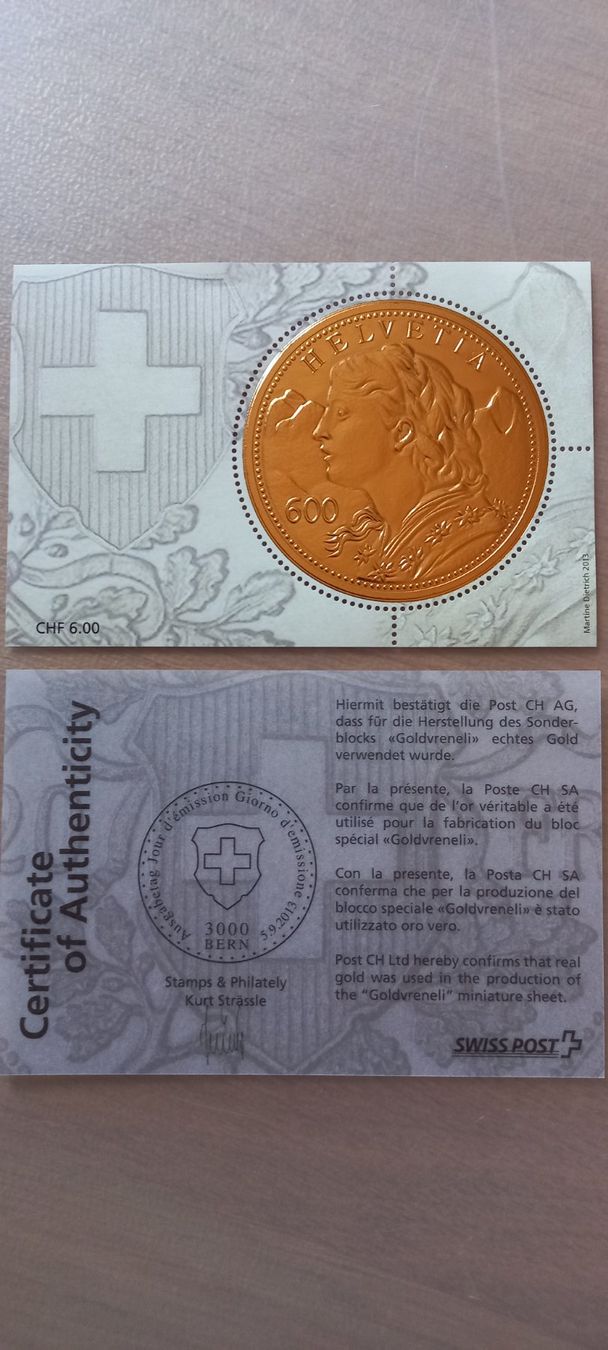 Tutti i francobolli: Briefmarke Goldvreneli Schweizer Post – Nuovo (secondo la descrizione) da Erstfeld venduto da Jaggeler80