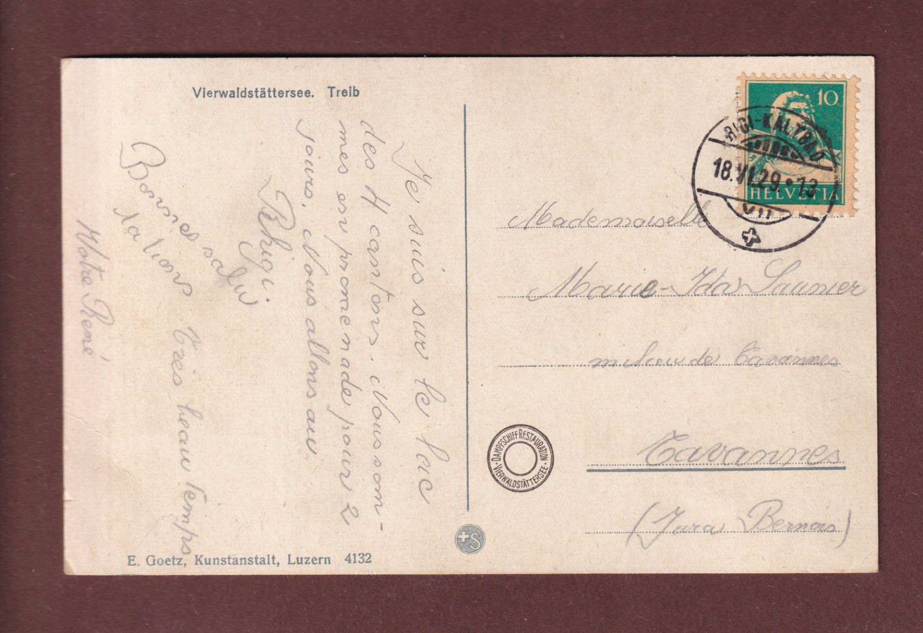 Cartoline postali: TREIB mit Schiff - 1929 – Usato da Pully venduto da nicecards-shop 1