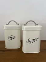 Vorratsdosen Teedose Zuckerdose weiss Metall 2 Stk
