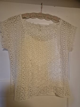 Spitzenbluse mit Top Damen Weiss Grösse S/M neuwertig