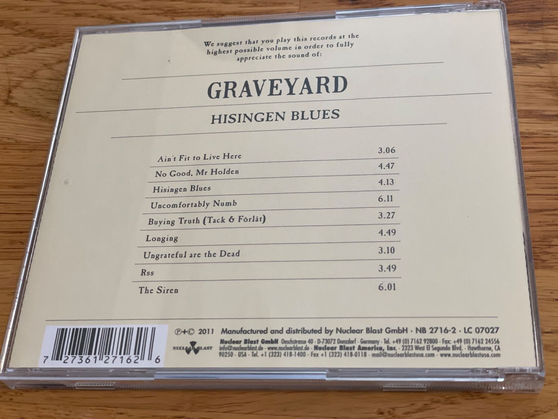 CD: Graveyard - Hisingen Blues - Top – Usato da Muri b. Bern venduto da AdidasCollector 1