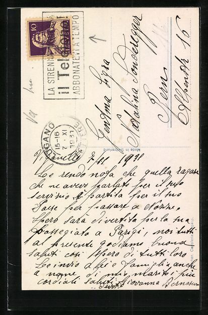 Cartoline postali: AK Lugano, Via Cattedrale, 1931 – Usato da Berlin venduto da bartko-reher 1