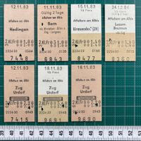 Affoltern am Albis, 7 entwertete Bahn Billette, SBB, 1983