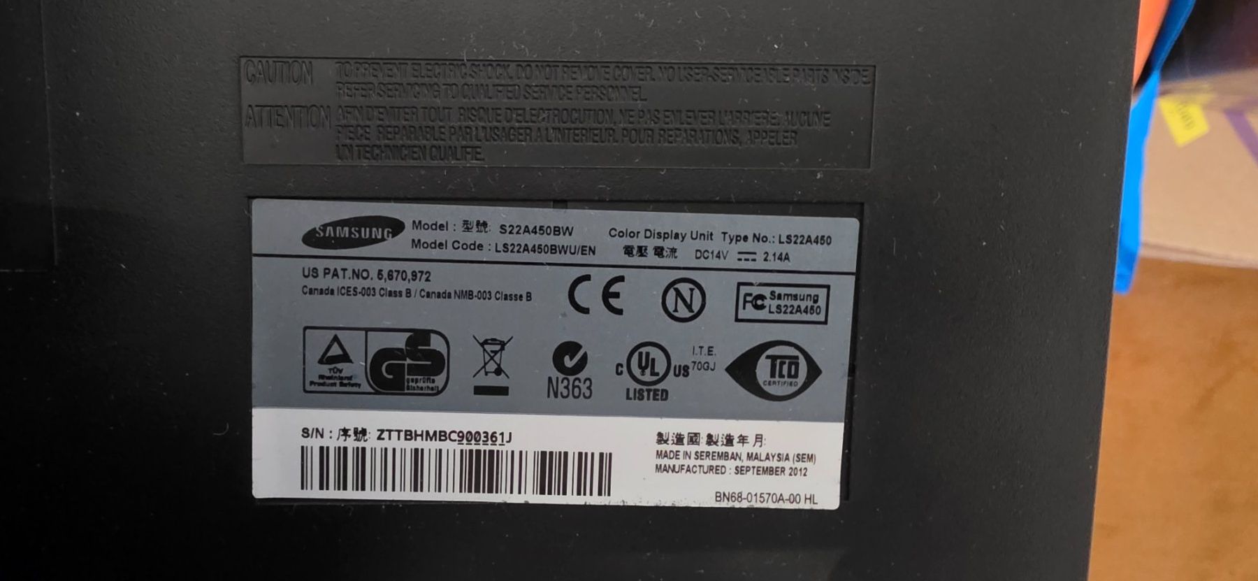 Samsung Monitore: Moniteur Samsung SyncMaster SA450, 22 pouces – Gebraucht aus La Tour-de-Peilz von Gbes 2
