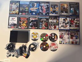 PlayStation 2 Slim mit 1 Controller und 21 Spielen  🎮⚽️🏎️