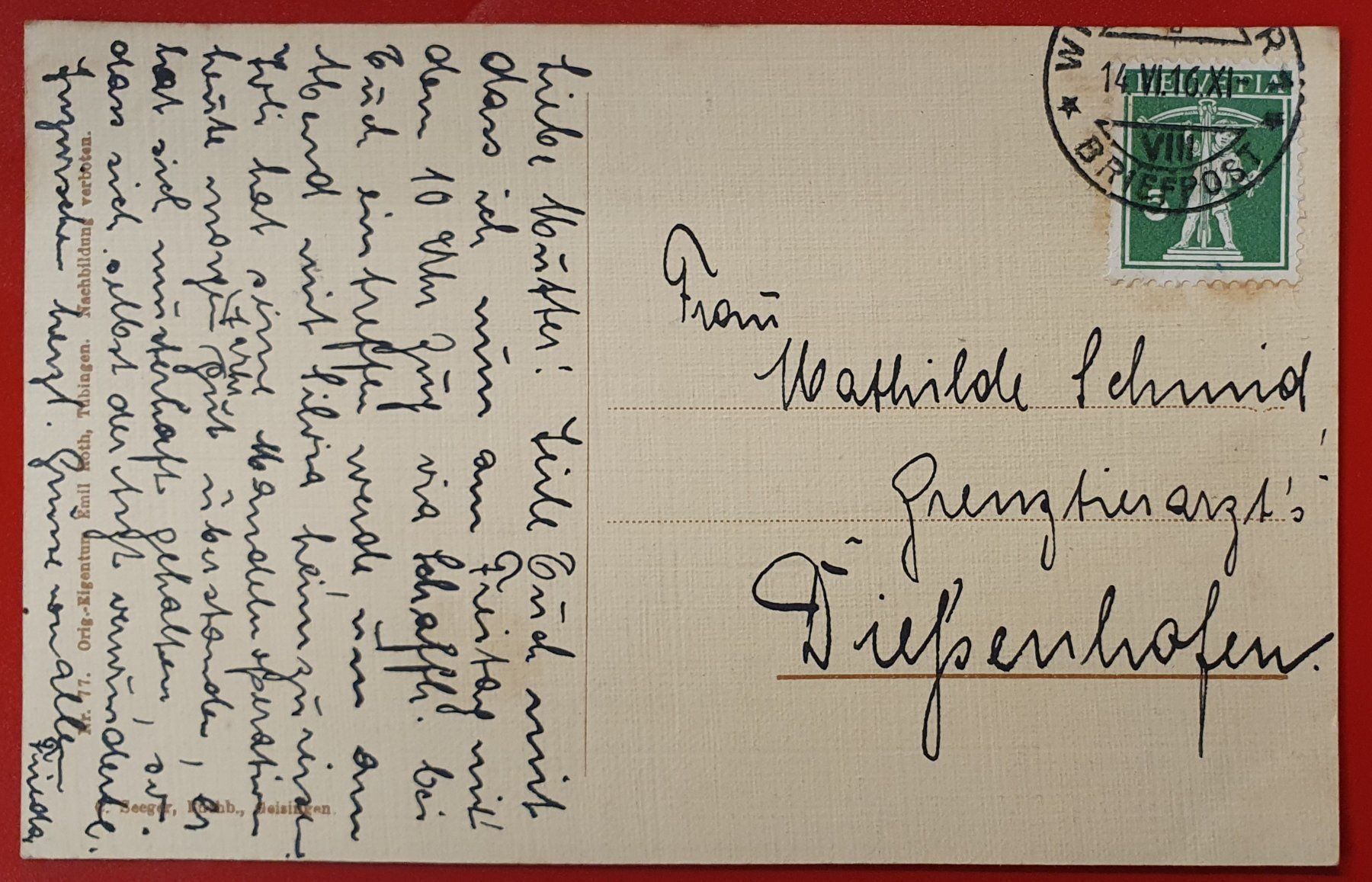 Cartoline postali: Geisingen 1916 - Vorstadt – Usato da Kreuzlingen venduto da Rschweiz1 1