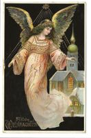 Fröhliche Weihnachten - Engel - Kirche Präge-Litho - 1910