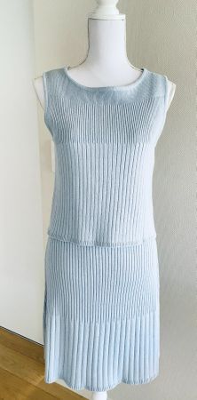 FRIENDS OF AUDREY: Strickkleid 2tlg, ICE-Blau, M, NP 245