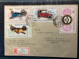 Ungarn 1975 R-Brief 75 J. Automobilklub alte Automobile 1