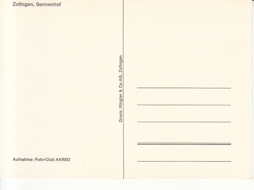 Cartoline postali: Zofingen Sennenhof, ca, 1970 – Usato da Bürglen TG venduto da StampGraf 1