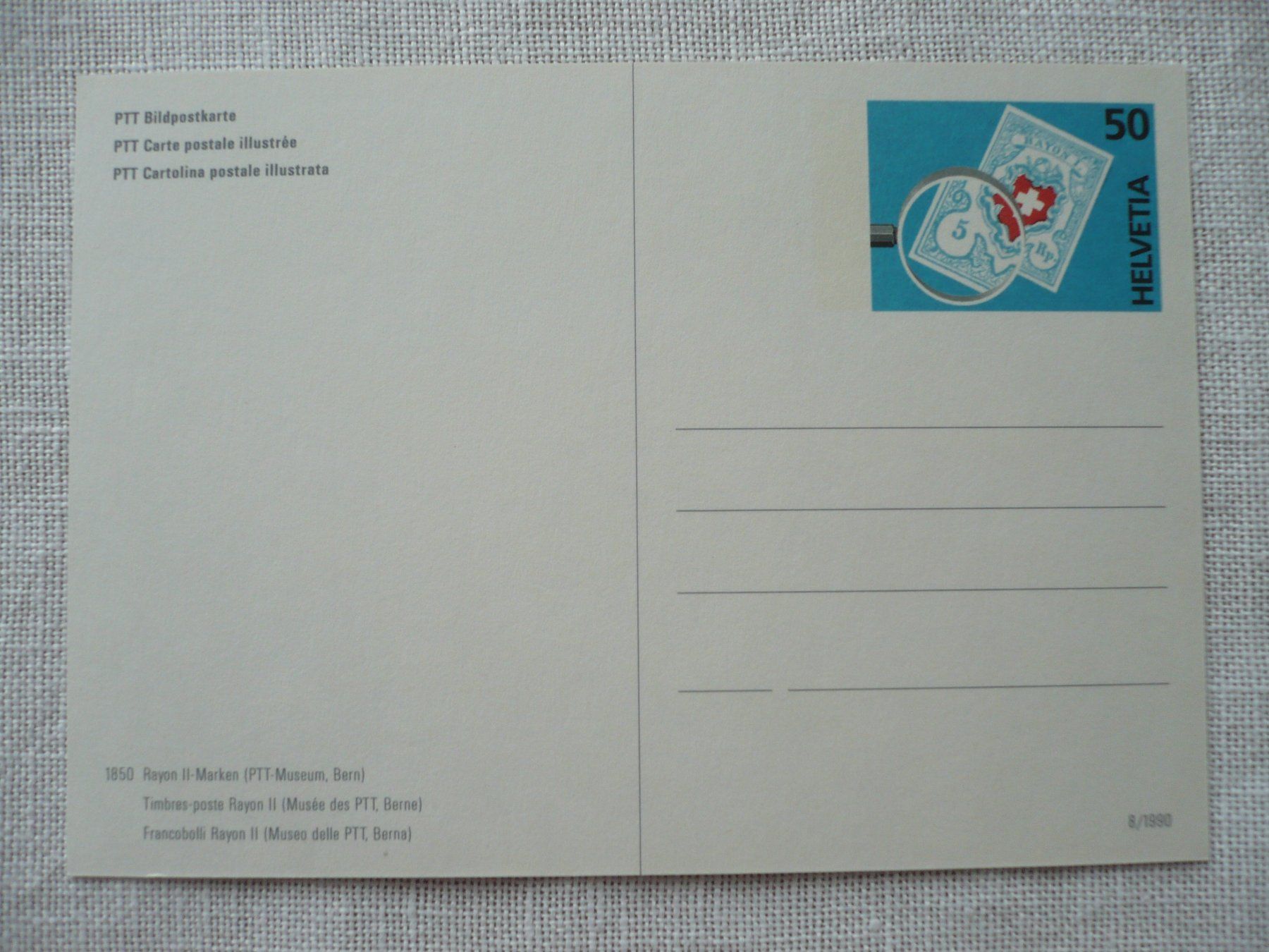 Tutti i francobolli: 1990 1 Bildpostkarte 8 ungebr. – Usato da Zürich venduto da saltandpepper008 1