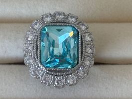 Luxus Elegante Gr.19/9 Ring Farbe: Silber /Blau