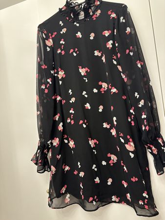 Elegantes Blumenkleid mit transparenten Ärmeln Gr. 36