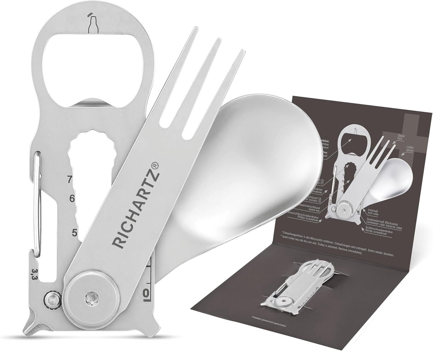 Tutti gli attrezzi: Praktisches Multitool Richartz SNACK m. Löffel & Gabel, uvm – Usato da Berneck venduto da WEMATCO_GmbH
