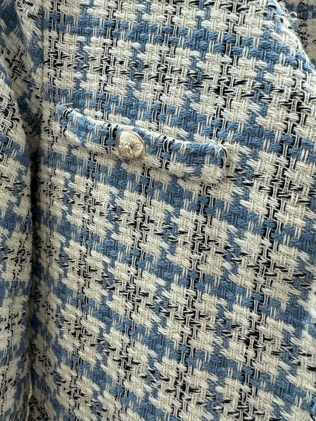 Zebra Giacche: Veste effrangée bleue et blanche neuve – Usato da giffers venduto da sev_c9x9 1