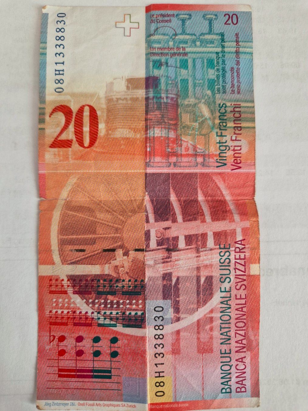 Banknoten: 20 Franken Note alt – Gebraucht aus Urdorf von Mk8902 2
