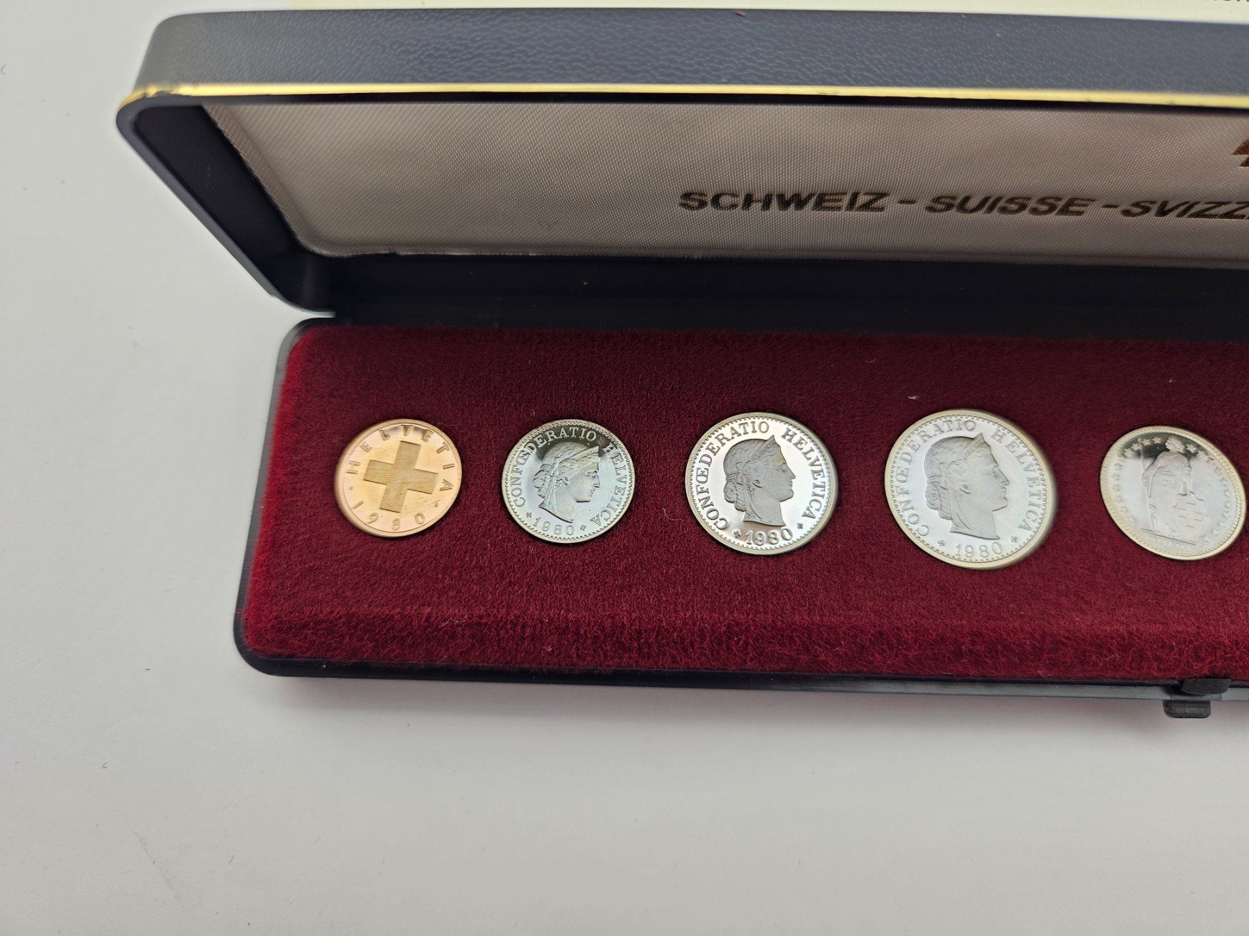 Tutti le monete: Schweizer Münzsatz 1980 Polierte Platte – Nuovo e nell'imballaggio originale da Therwil venduto da Racingr6 1