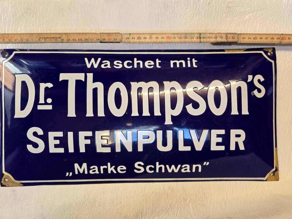 Emailschild Original Dr.Thompson's Seifenpulver"Marke Schwan 1