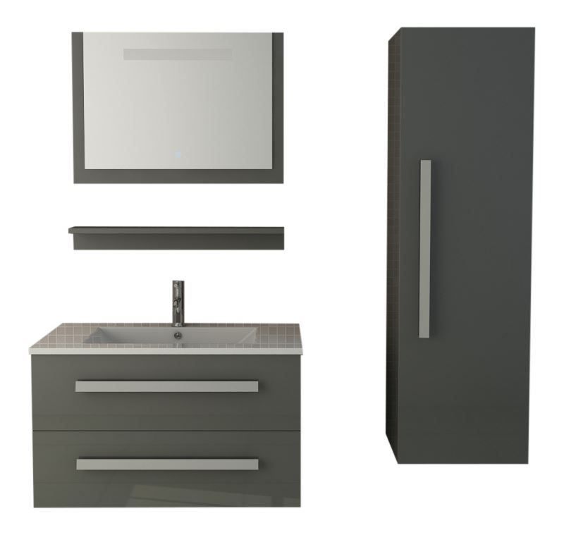 Mobili per bagno: Badset St. Moritz in grau hochglanz Set – Nuovo e nell'imballaggio originale da Herbertingen venduto da jet-line-e-trade 5