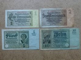 Lot ++ 4 alte Banknoten aus Deutschland, sehr selten