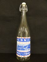 alte Flasche HENNIEZ LITHINÉE Einbrand-Etikett Email 1962