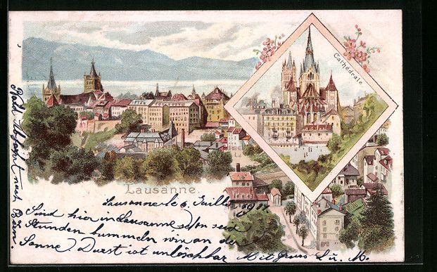 Cartoline postali: Litho Lausanne, Cathedrale, Ortsansicht  – Usato da Berlin venduto da bartko-reher