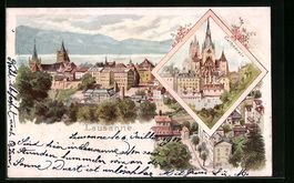 Litho Lausanne, Cathedrale, Ortsansicht 